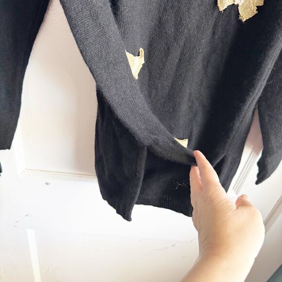 VTG L’EAU VIVE Vintage Wool Angora Rabbit Hair Gold Pearl Bow Sweater Medium M - Picture 3 of 5